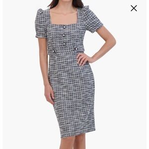 Eliza J Puff Sleeve Tweed Sheath Dress